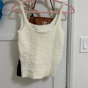 Skims Cozy knit tank size medium in white/onyx